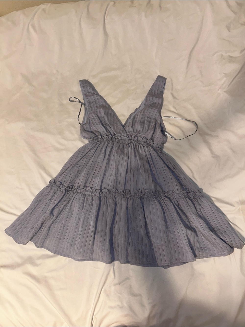 Light blue Tiered V-Neck Sleeveless Mini Dress
